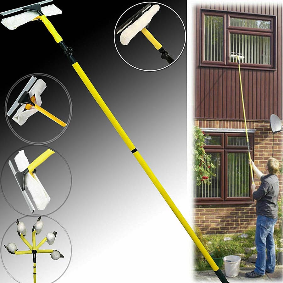 ROLSON Telescopic Window Cleaner with Adjustable Mop Head - Yellow