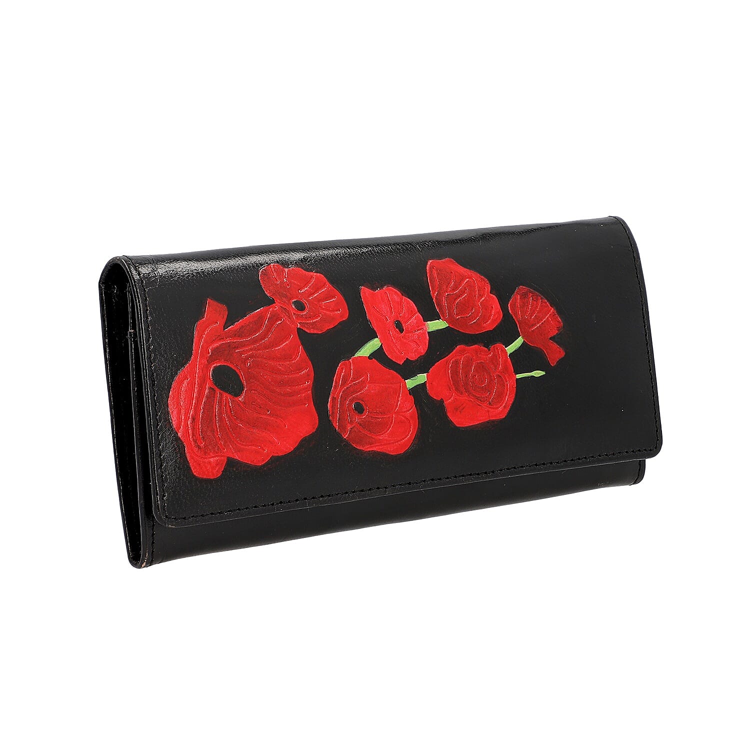 SUKRITI 100% Genuine Leather  RFID Wallet (Size 21.59x11.43cm) - Black