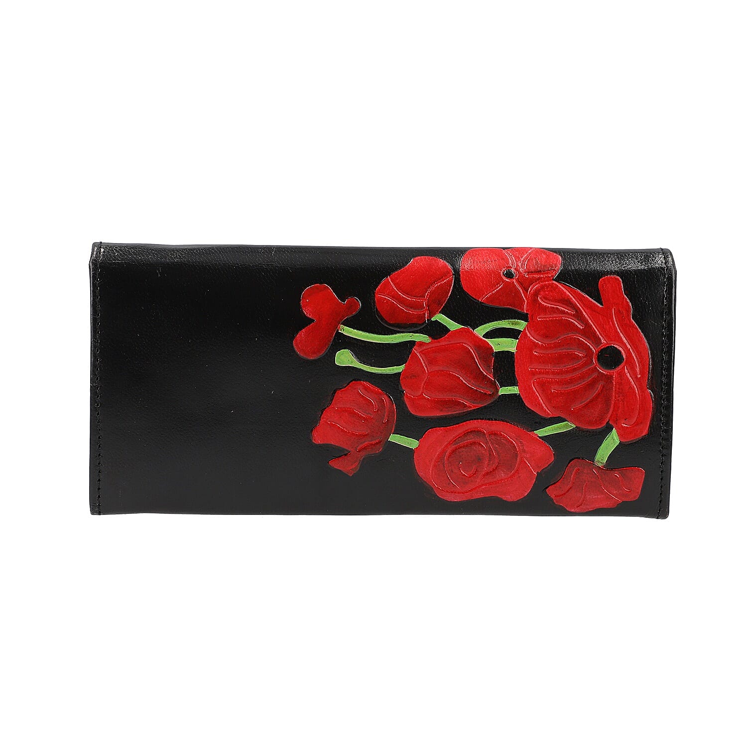 SUKRITI 100% Genuine Leather  RFID Wallet (Size 21.59x11.43cm) - Black