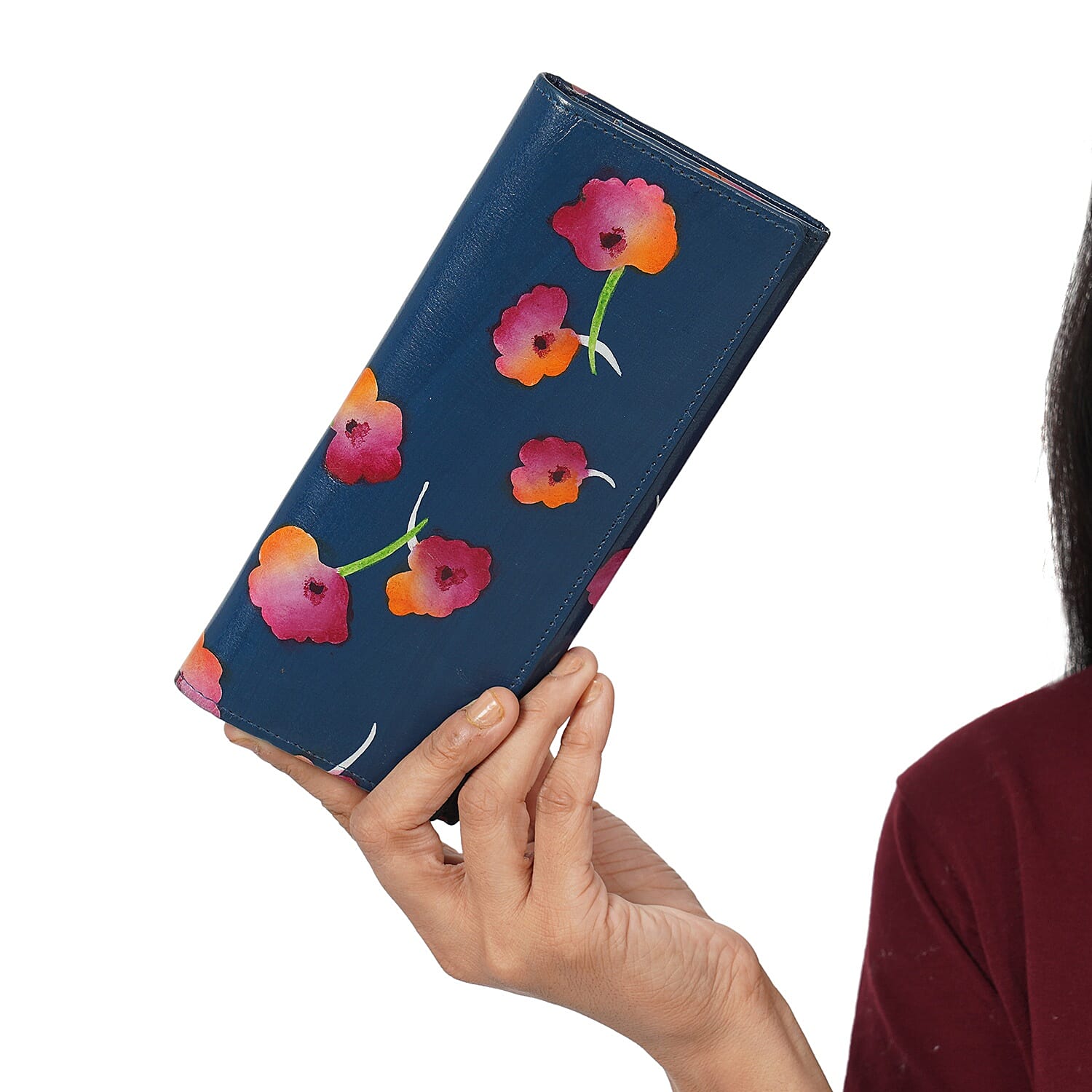 SUKRITI 100% Genuine Leather  Wallet (Size 21.59x11.43cm) - Blue