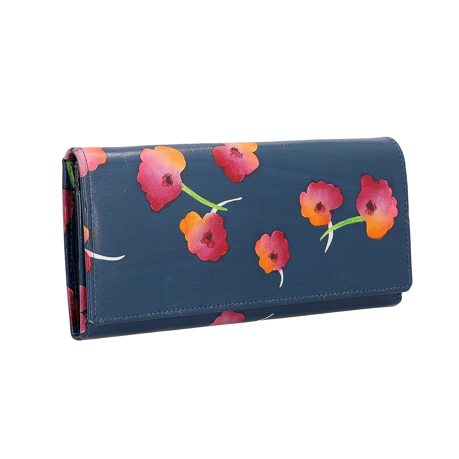 SUKRITI 100% Genuine Leather  Wallet (Size 21.59x11.43cm) - Blue