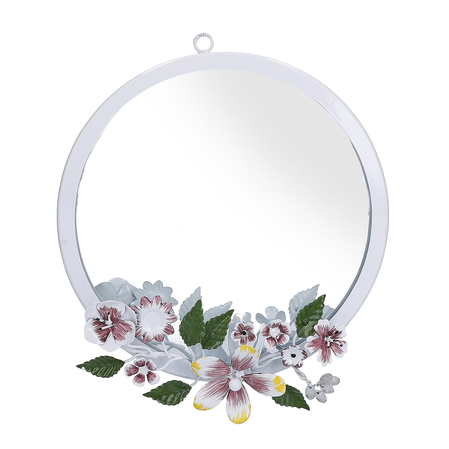 White Handcrafted Decorative Floral Wall Mirror
