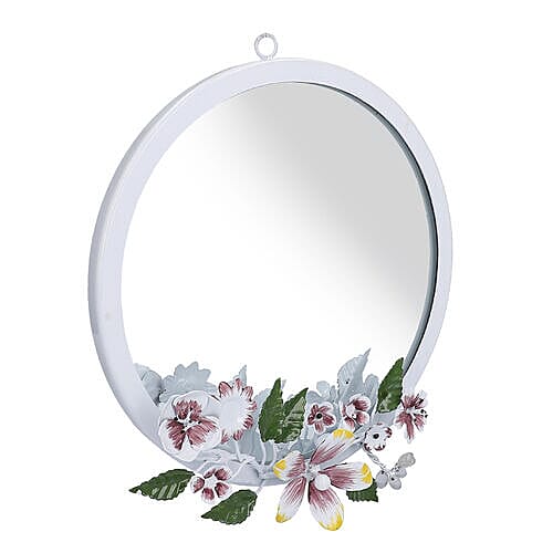 White Handcrafted Decorative Floral Wall Mirror