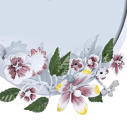 White Handcrafted Decorative Floral Wall Mirror