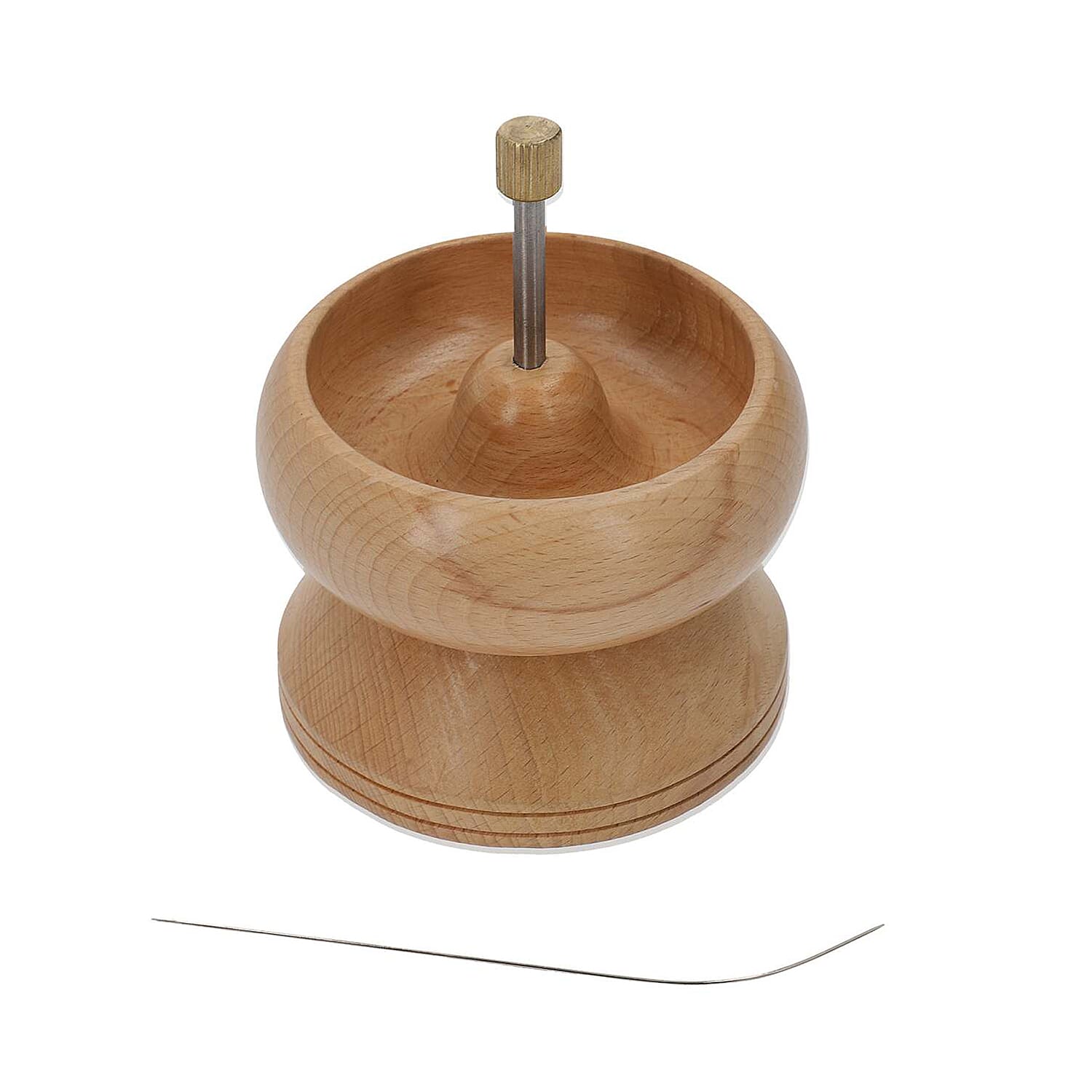 Pine Wooden Gem Workshop Bead Spinner with Stainless steel Curved Needle (Size 13x11 cm)