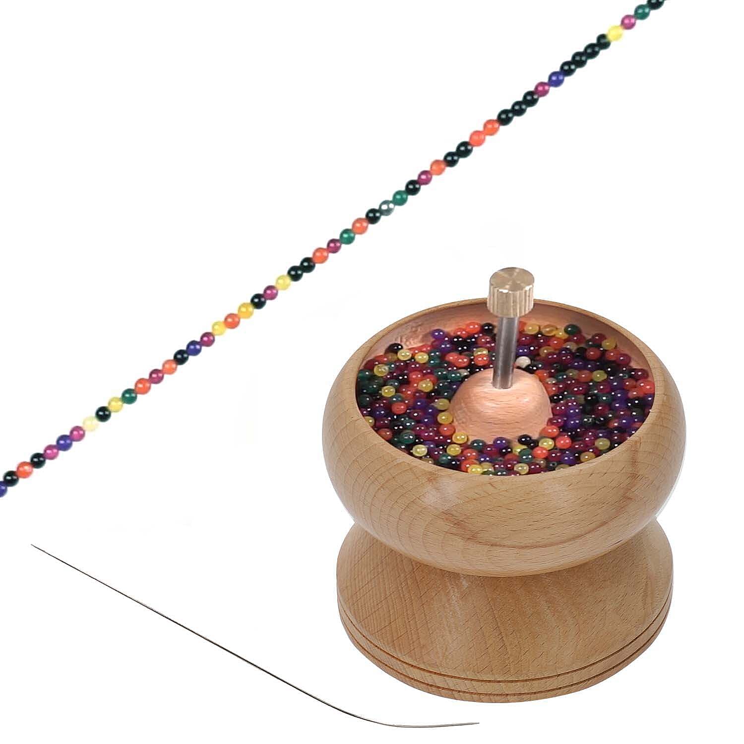 Pine Wooden Gem Workshop Bead Spinner with Stainless steel Curved Needle (Size 13x11 cm)