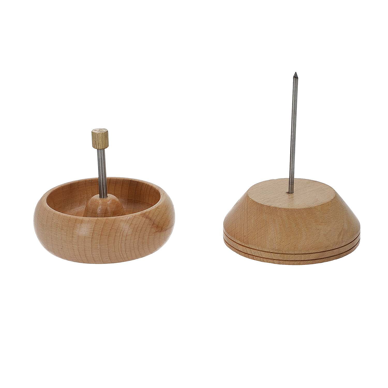 Pine Wooden Gem Workshop Bead Spinner with Stainless steel Curved Needle (Size 13x11 cm)