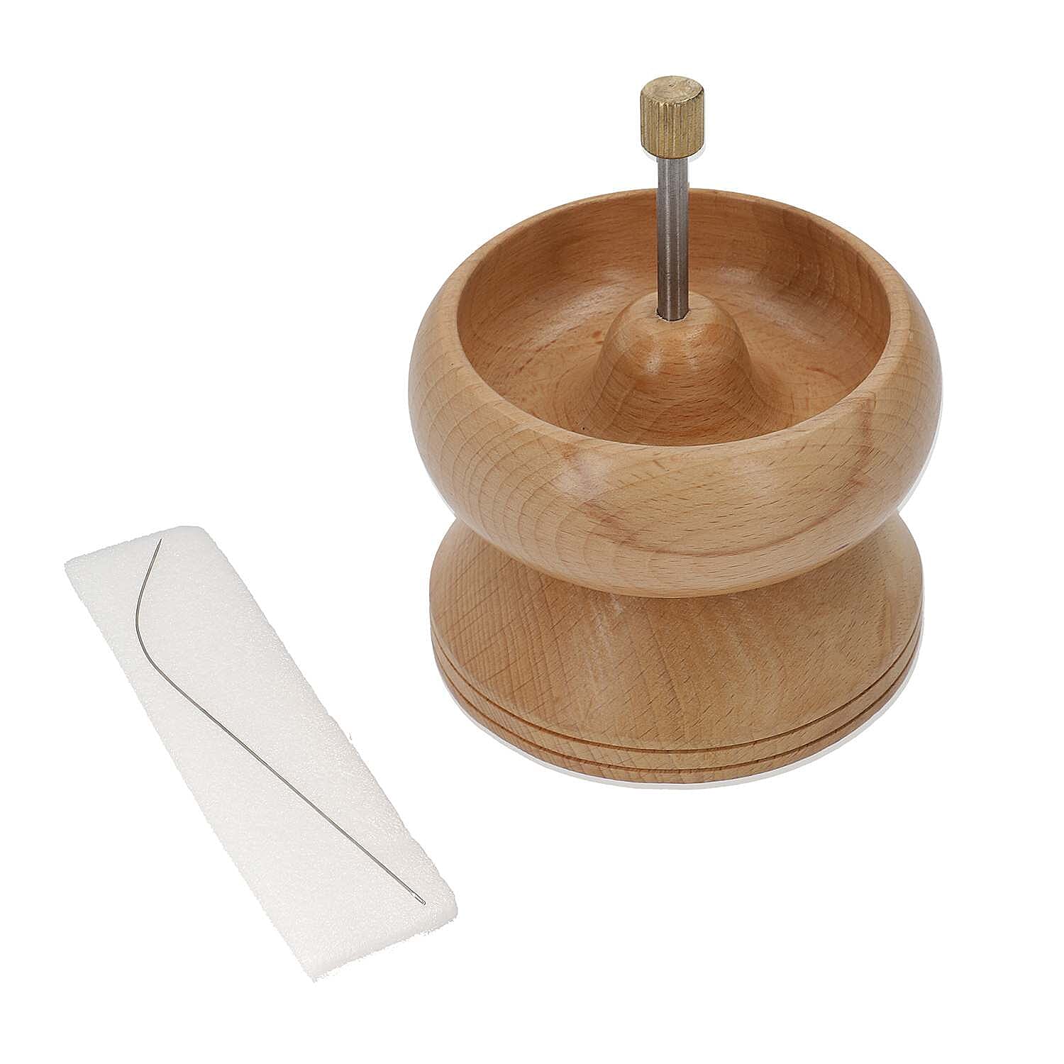 Pine Wooden Gem Workshop Bead Spinner with Stainless steel Curved Needle (Size 13x11 cm)