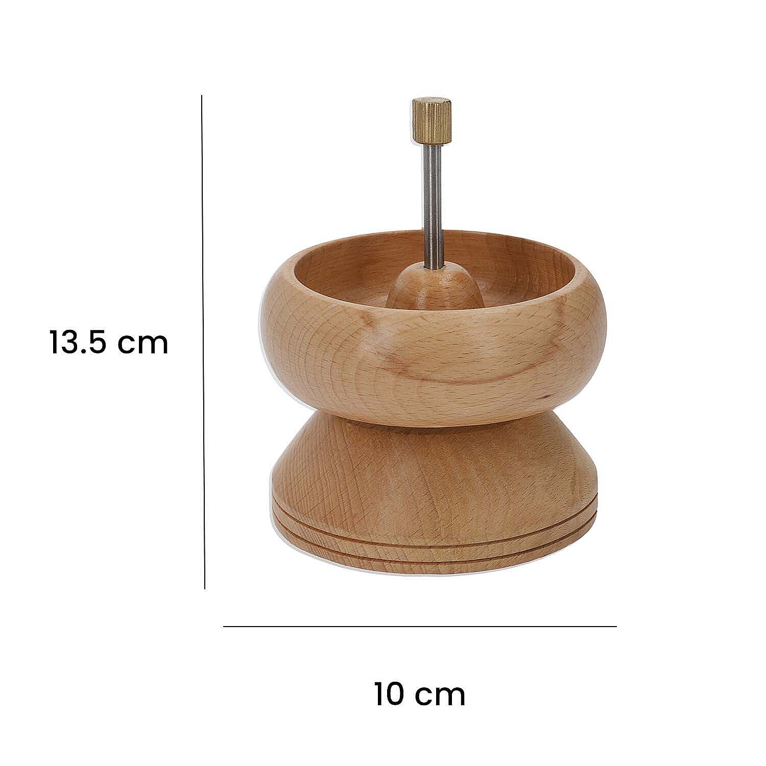 Pine Wooden Gem Workshop Bead Spinner with Stainless steel Curved Needle (Size 13x11 cm)