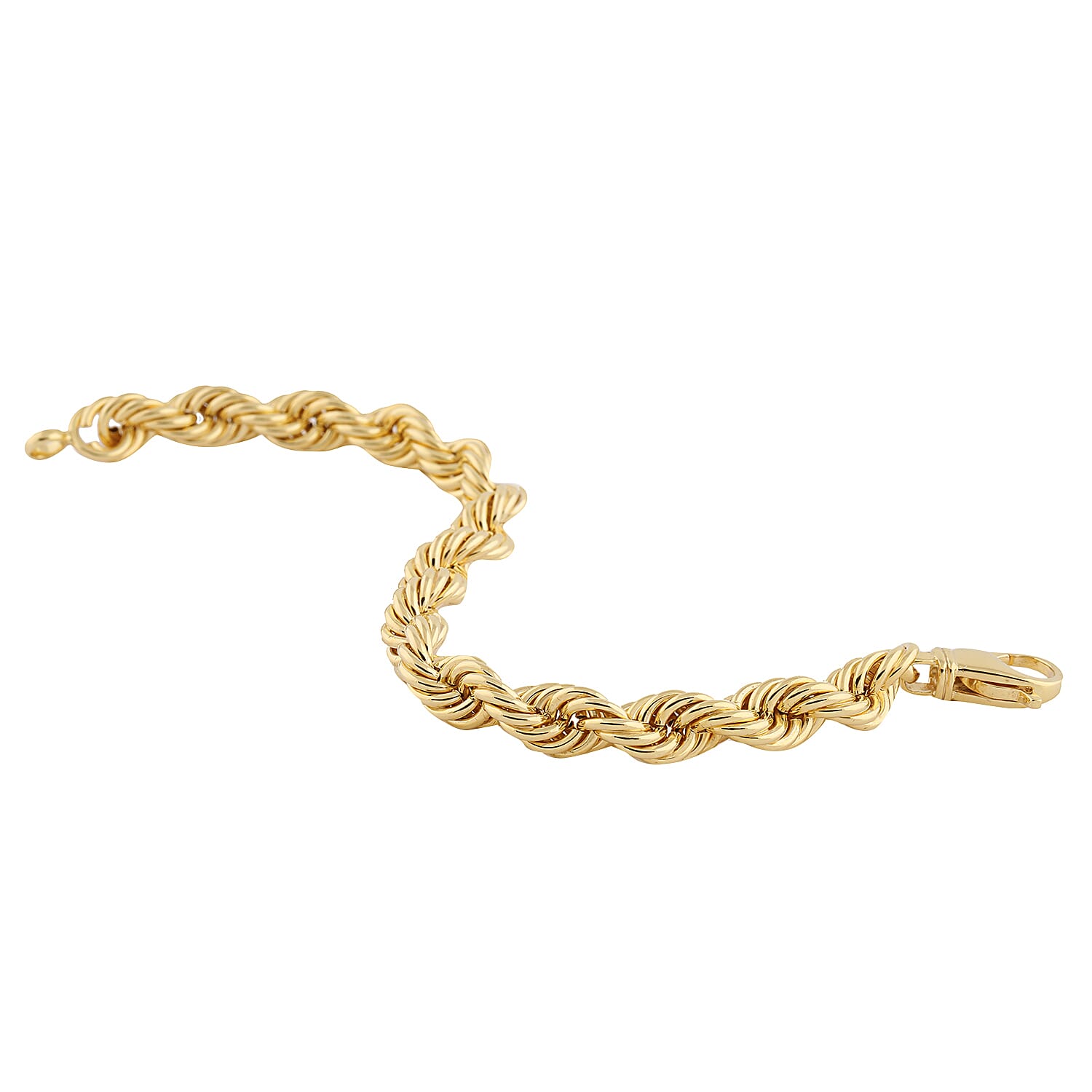 Hatton Garden Close Out-9K Yellow Gold Rope Bracelet (Size 8) with Lobster Clasp, Gold wt. 14.39 Gms