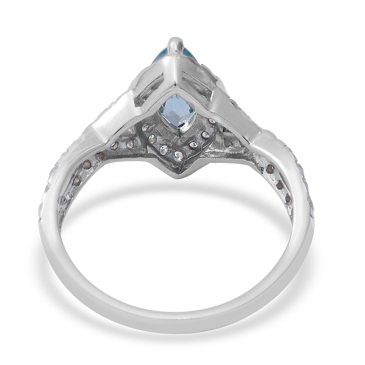 Ratnakiri Blue Zircon and Natural Cambodian Zircon Ring in Rhodium Overlay Sterling Silver 2.53 Ct