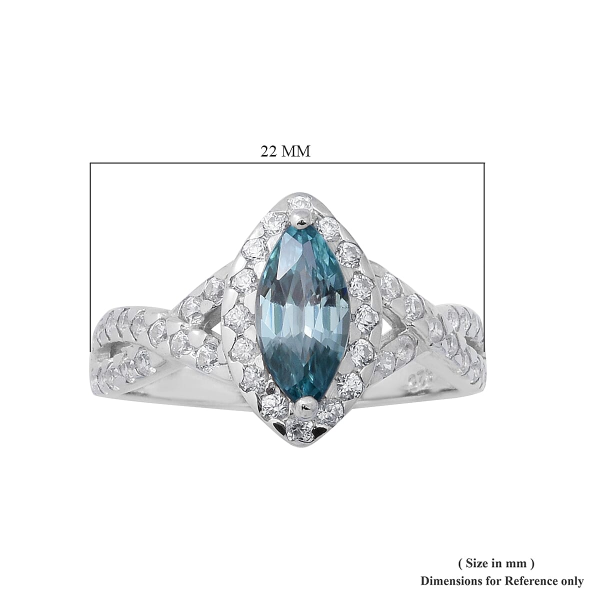 Ratnakiri Blue Zircon and Natural Cambodian Zircon Ring in Rhodium Overlay Sterling Silver 2.53 Ct