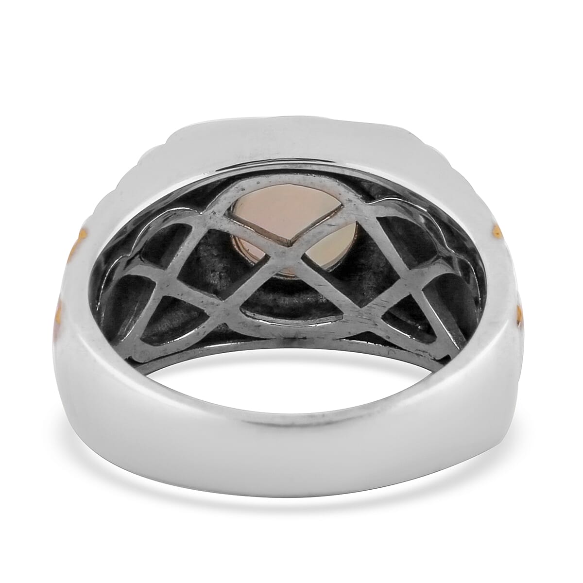 AA Ethiopian Welo Opal Ring in Two Tone Plated Sterling Silver 1.35 Ct, Silver wt 8.50 Gms