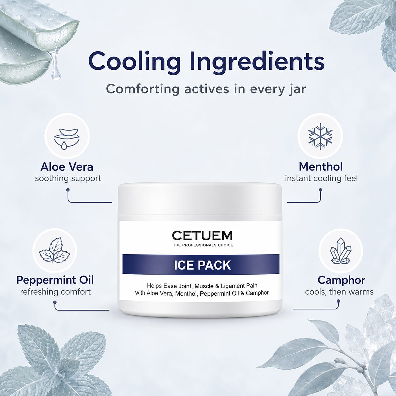 Cetuem Ice Pack for Muscles - Joint Pain Relief Cream - 100ml
