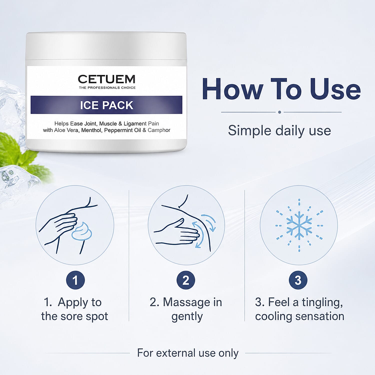 Cetuem Ice Pack for Muscles - Joint Pain Relief Cream - 100ml