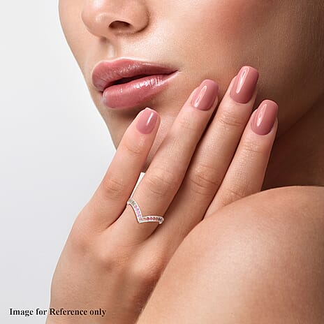 RACHEL GALLEY Enkai Gemstone Collection - Rainbow Sapphire Wishbone Ring in Rhodium Overlay Sterling Silver