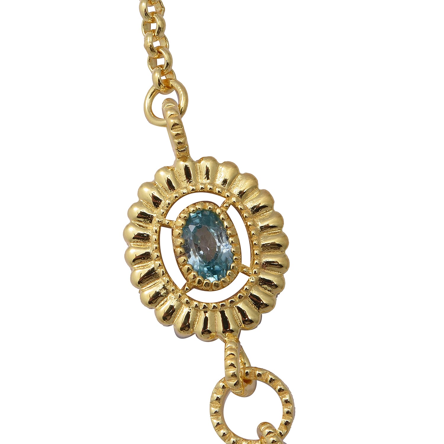 Ratanakiri Blue Zircon Necklace (Size 21) in Yellow Gold Overlay Sterling Silver 7.98 Ct, Silver Wt. 28.60 Gms