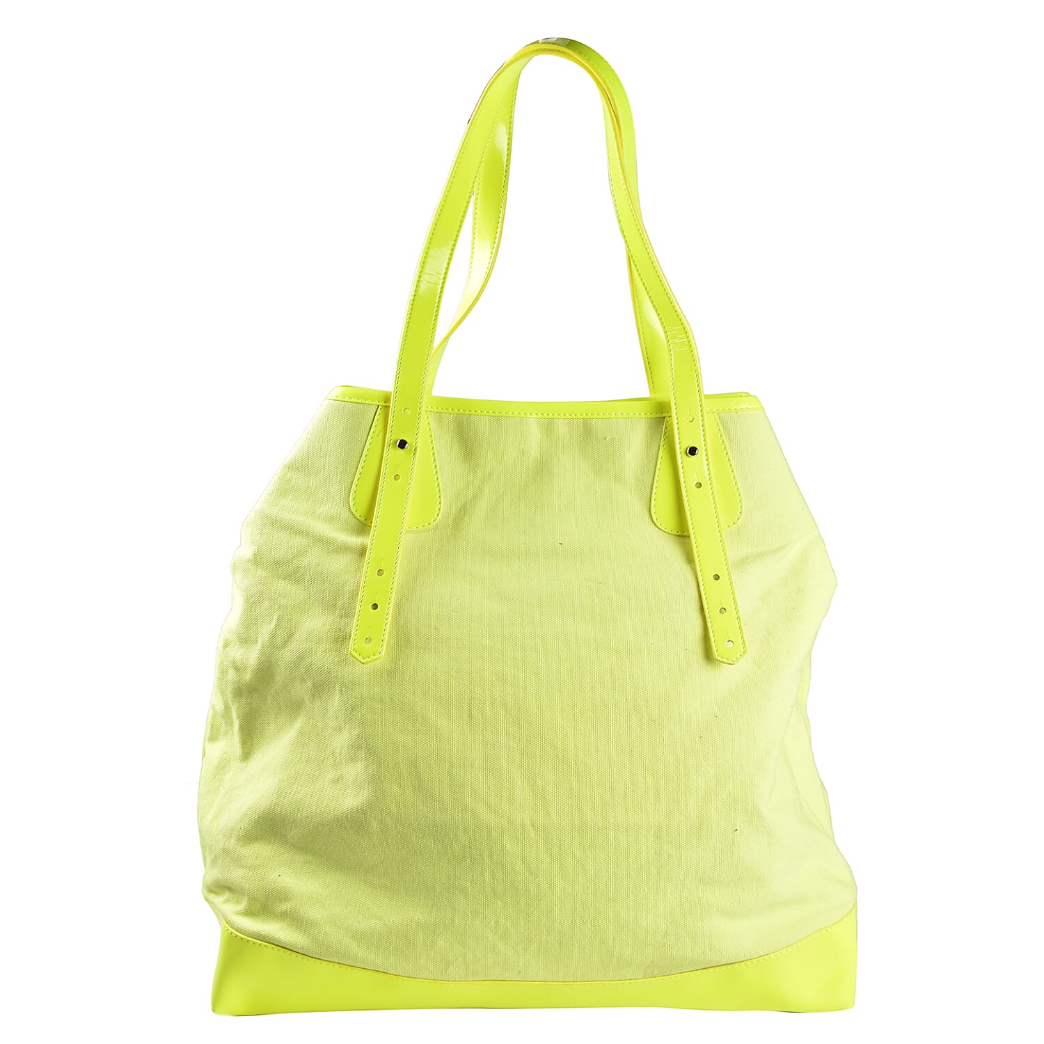 FIORUCCI Eco-Friendly Angle Printed Canvas Tote Bag with Zipper Closure (Size 39x17x31 Cm) - Neon Yellow