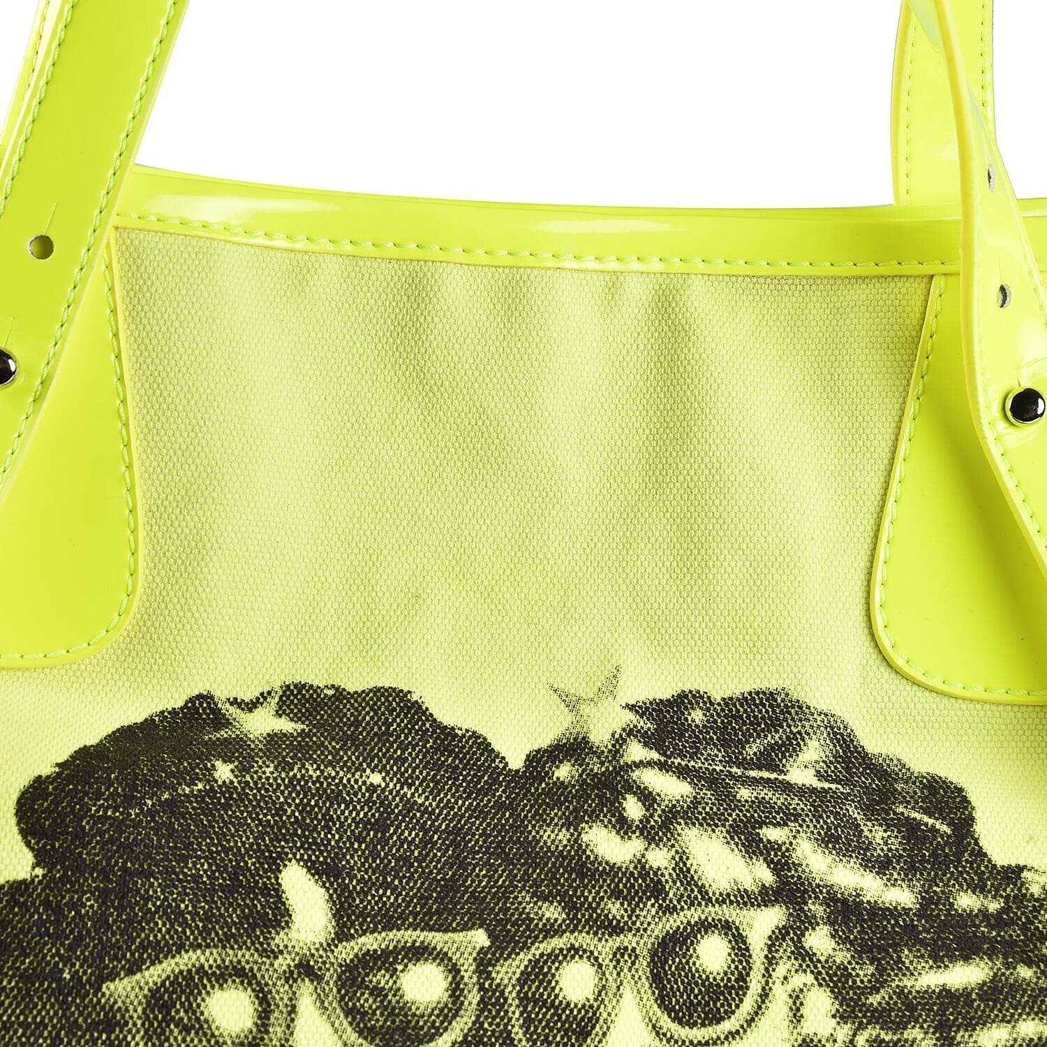 FIORUCCI Eco-Friendly Angle Printed Canvas Tote Bag with Zipper Closure (Size 39x17x31 Cm) - Neon Yellow