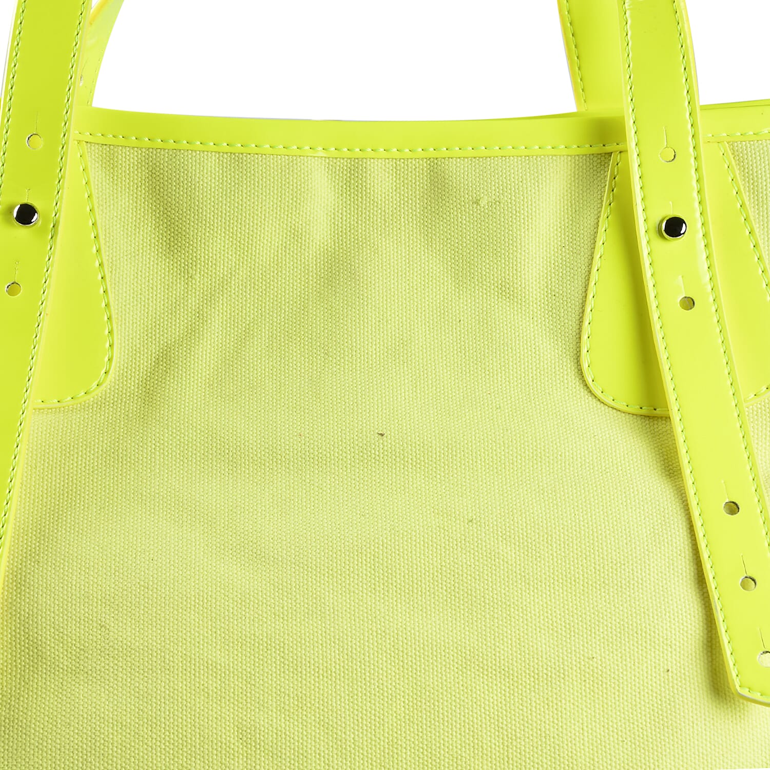 FIORUCCI Eco-Friendly Angle Printed Canvas Tote Bag with Zipper Closure (Size 39x17x31 Cm) - Neon Yellow