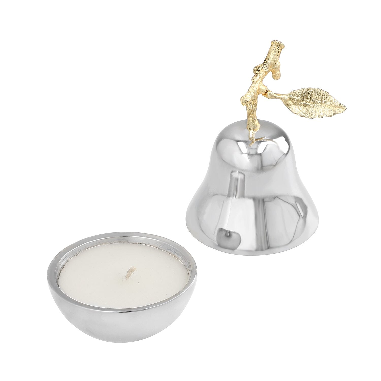 Doorbuster - Pear Shaped Candle Holder in Silver Finish Filled with Vanilla Wax (12x7 Cm)