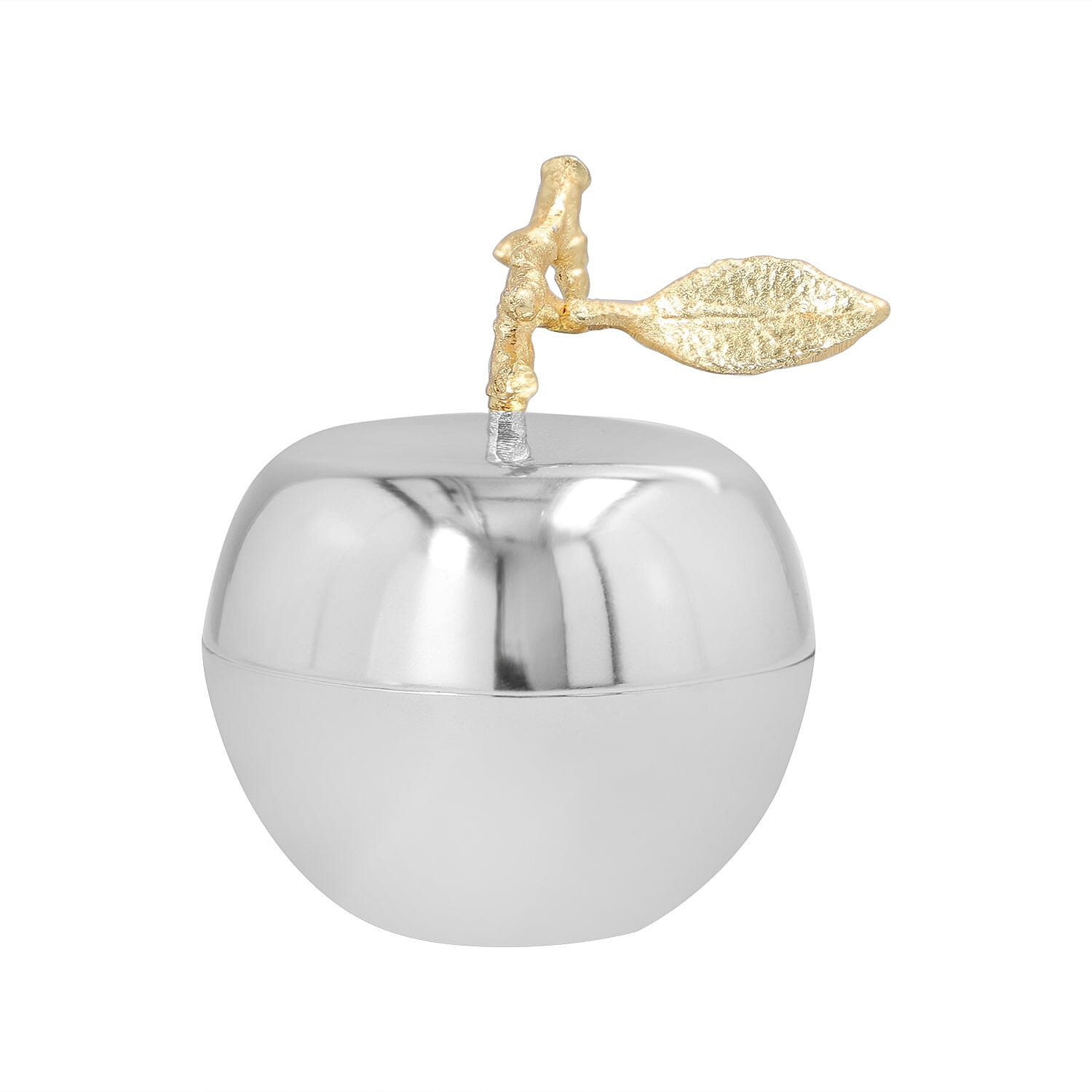 Apple Shaped Candle Holder in Silver Finish Filled with Vanilla Wax (12x7Cm)