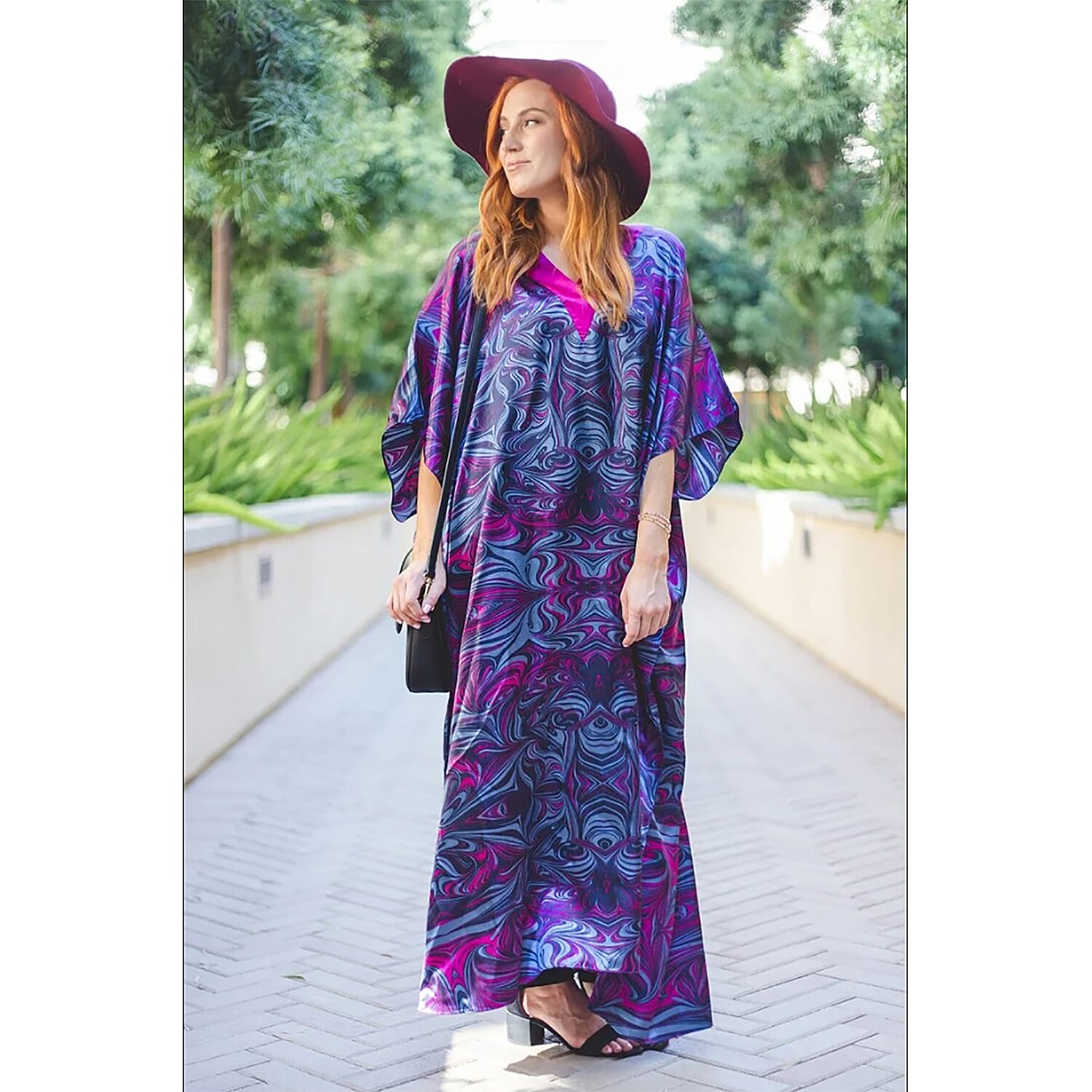 Winlar JESSICA Long Dress (One Size, S - XXL) - Purple, Blue and Magenta