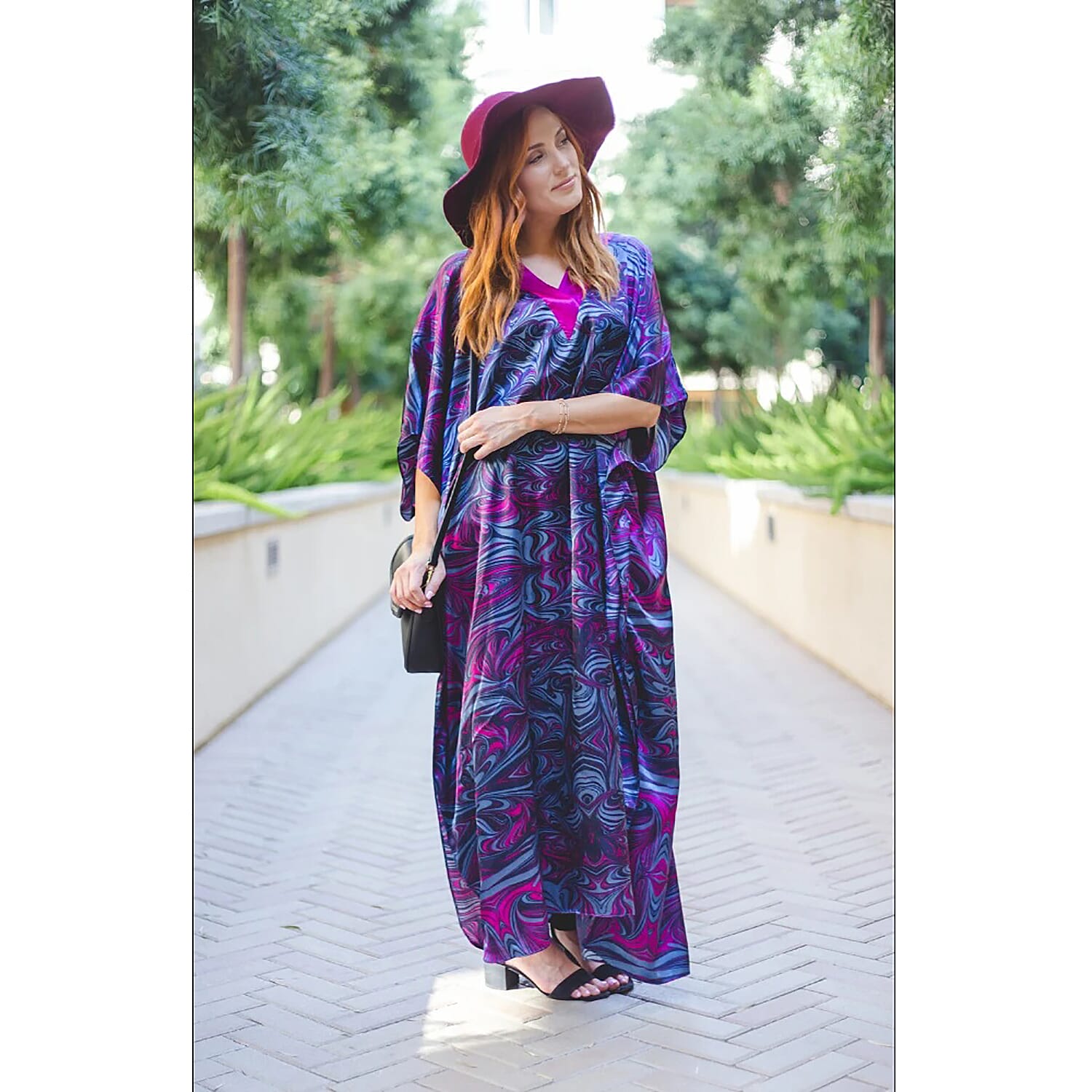 Winlar JESSICA Long Dress (One Size, S - XXL) - Purple, Blue and Magenta