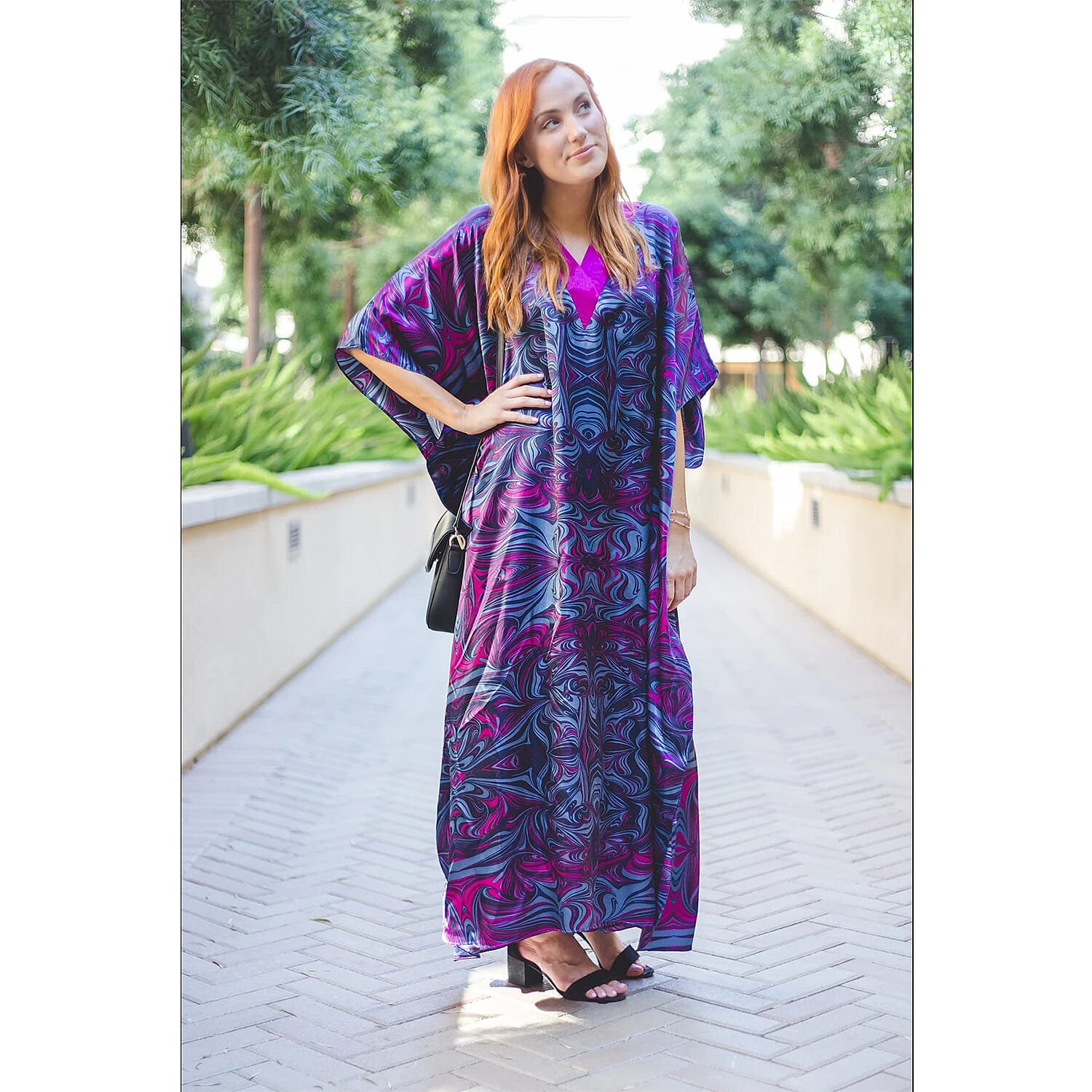 Winlar JESSICA Long Dress (One Size, S - XXL) - Purple, Blue and Magenta