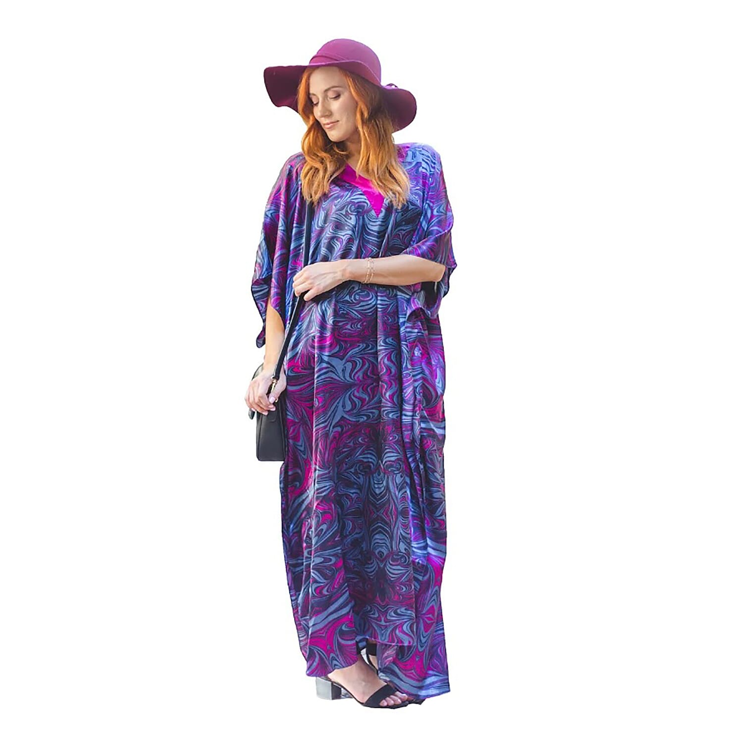 Winlar JESSICA Long Dress (One Size, S - XXL) - Purple, Blue and Magenta