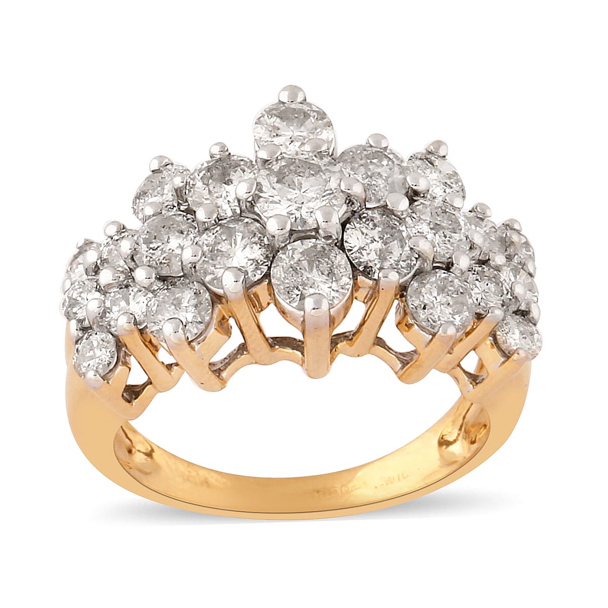 14K Yellow Gold  Natural White Diamond (I1-H-I) Ring 2.00 ct,  Gold Wt. 7.30 Gms