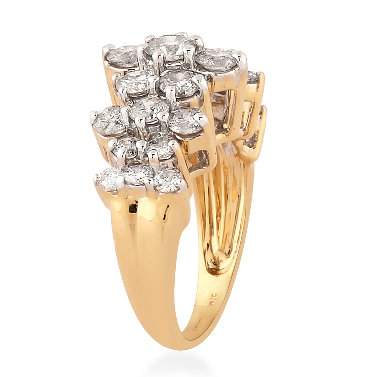 14K Yellow Gold  Natural White Diamond (I1-H-I) Ring 2.00 ct,  Gold Wt. 7.30 Gms