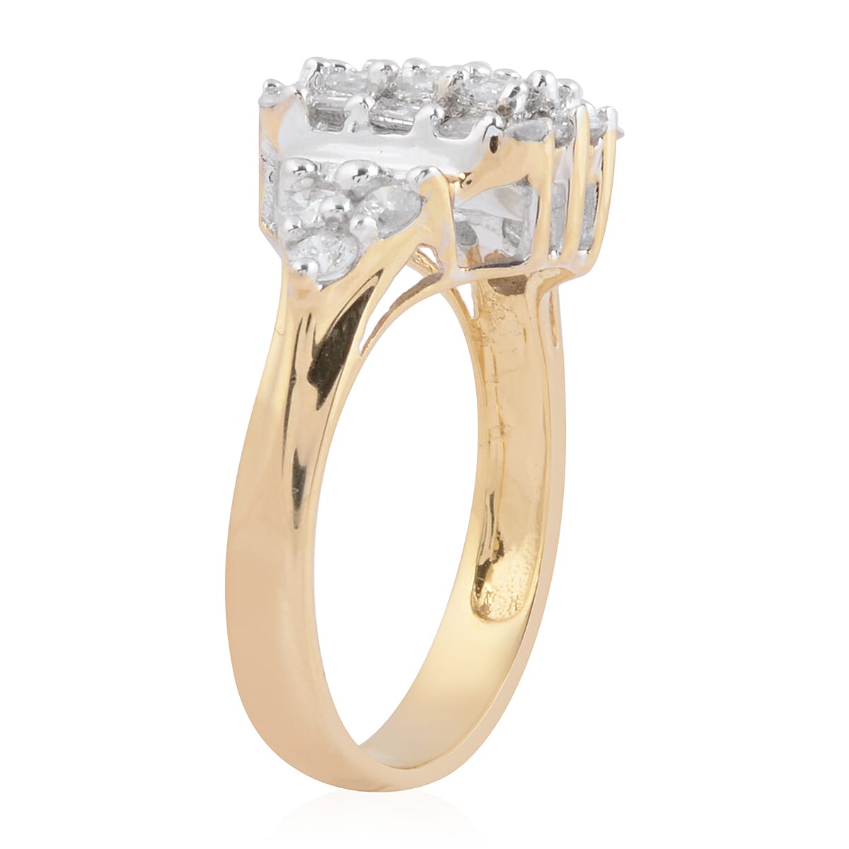 9K Yellow Gold Natural White Diamond (I2-H-I) Ring 0.74 ct, Gold Wt. 4.60 Gms