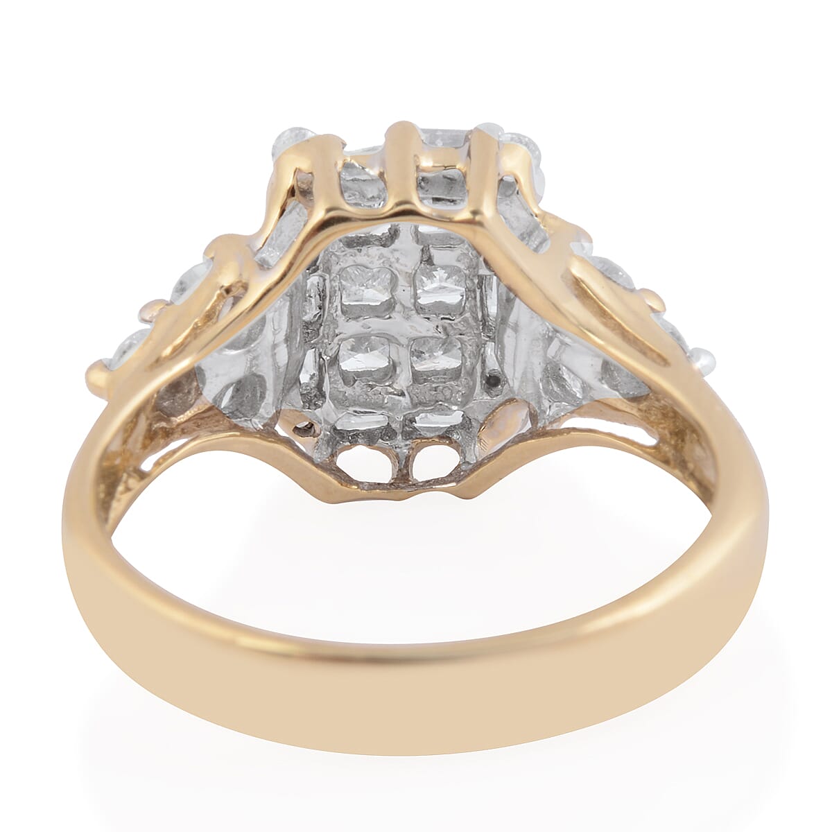 9K Yellow Gold Natural White Diamond (I2-H-I) Ring 0.74 ct, Gold Wt. 4.60 Gms