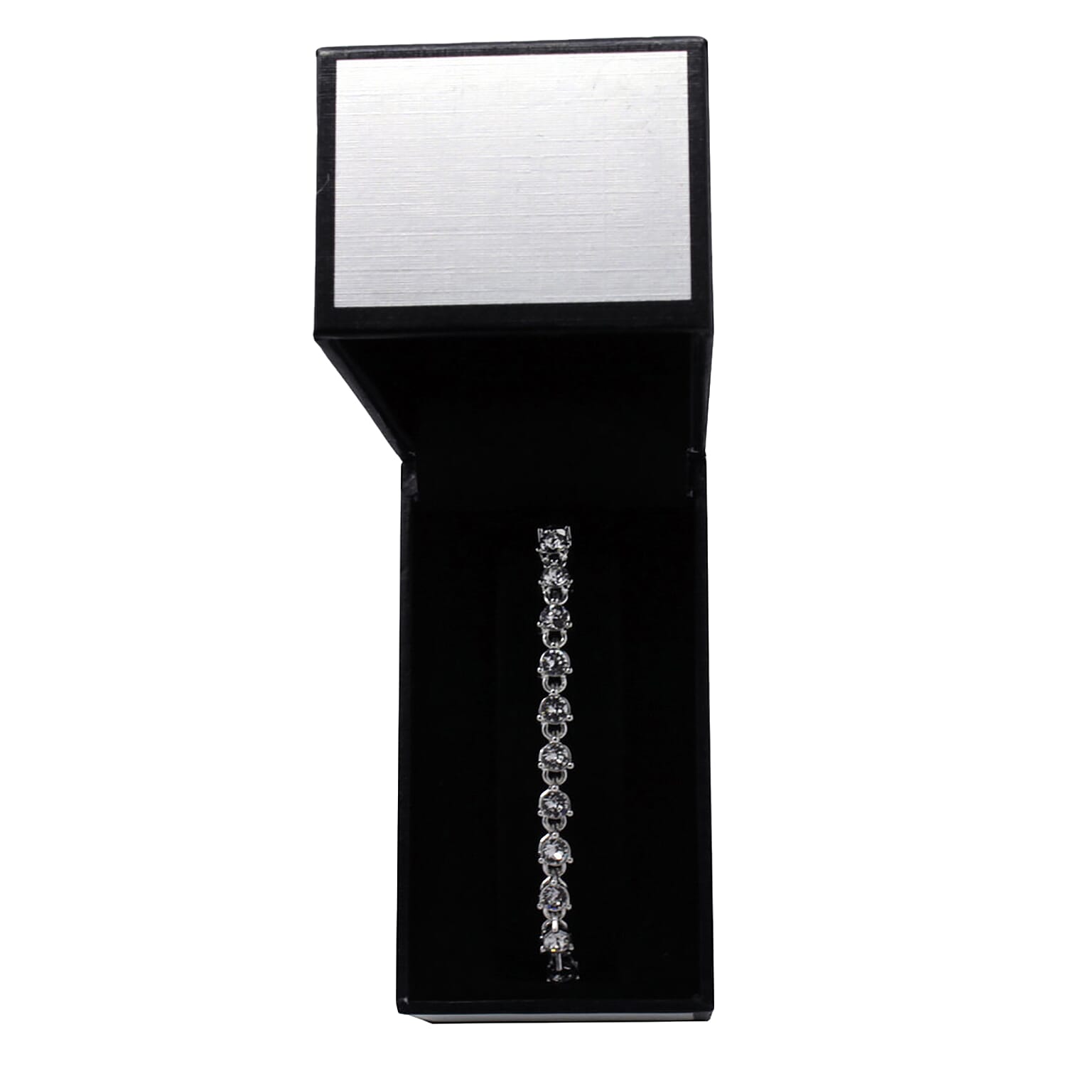 Biggest Close Out- Eternity  Crystal Tennis Bracelet Silver Tone (Size 7.25)