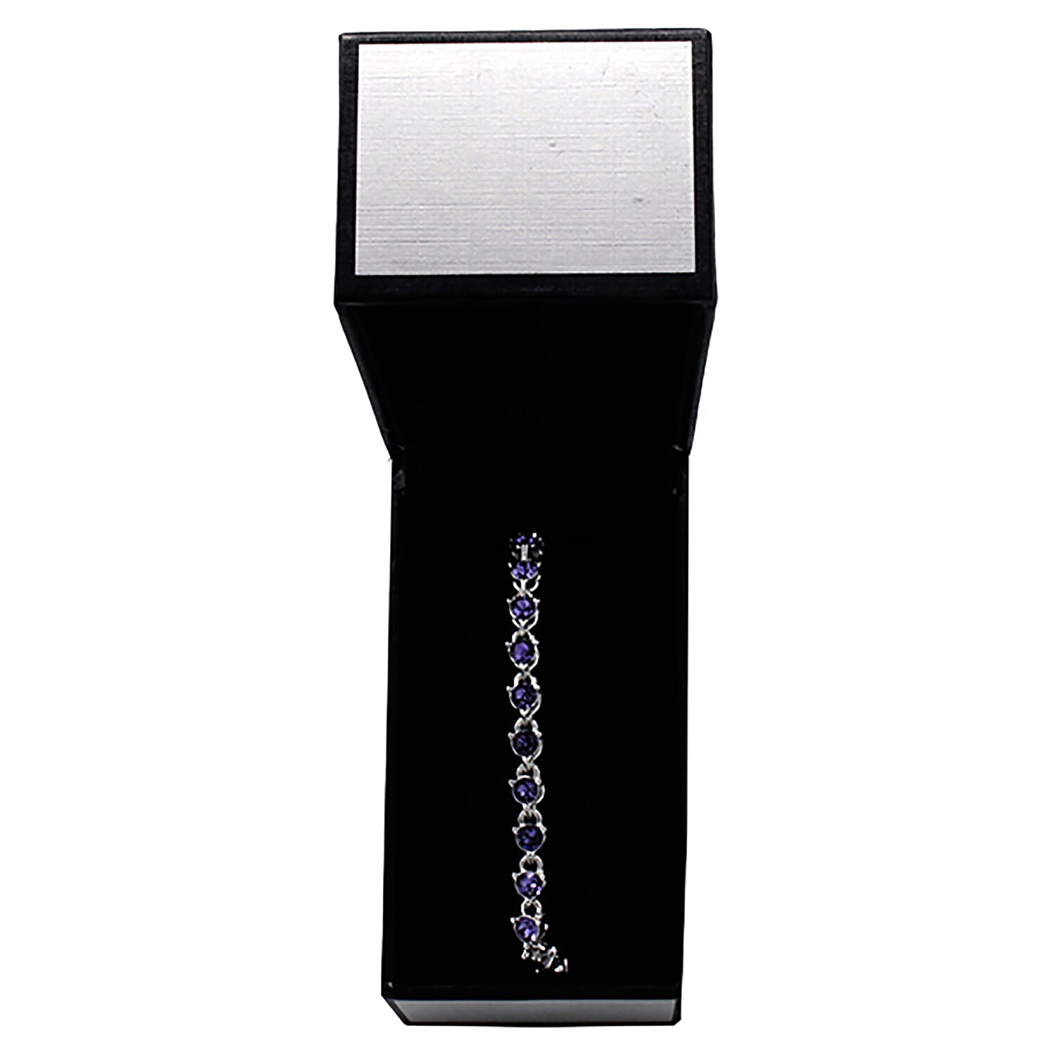 Biggest Close Out- Eternity  Crystal Blue Sapphire Tennis Bracelet (Size 7.25) in Silver Plated