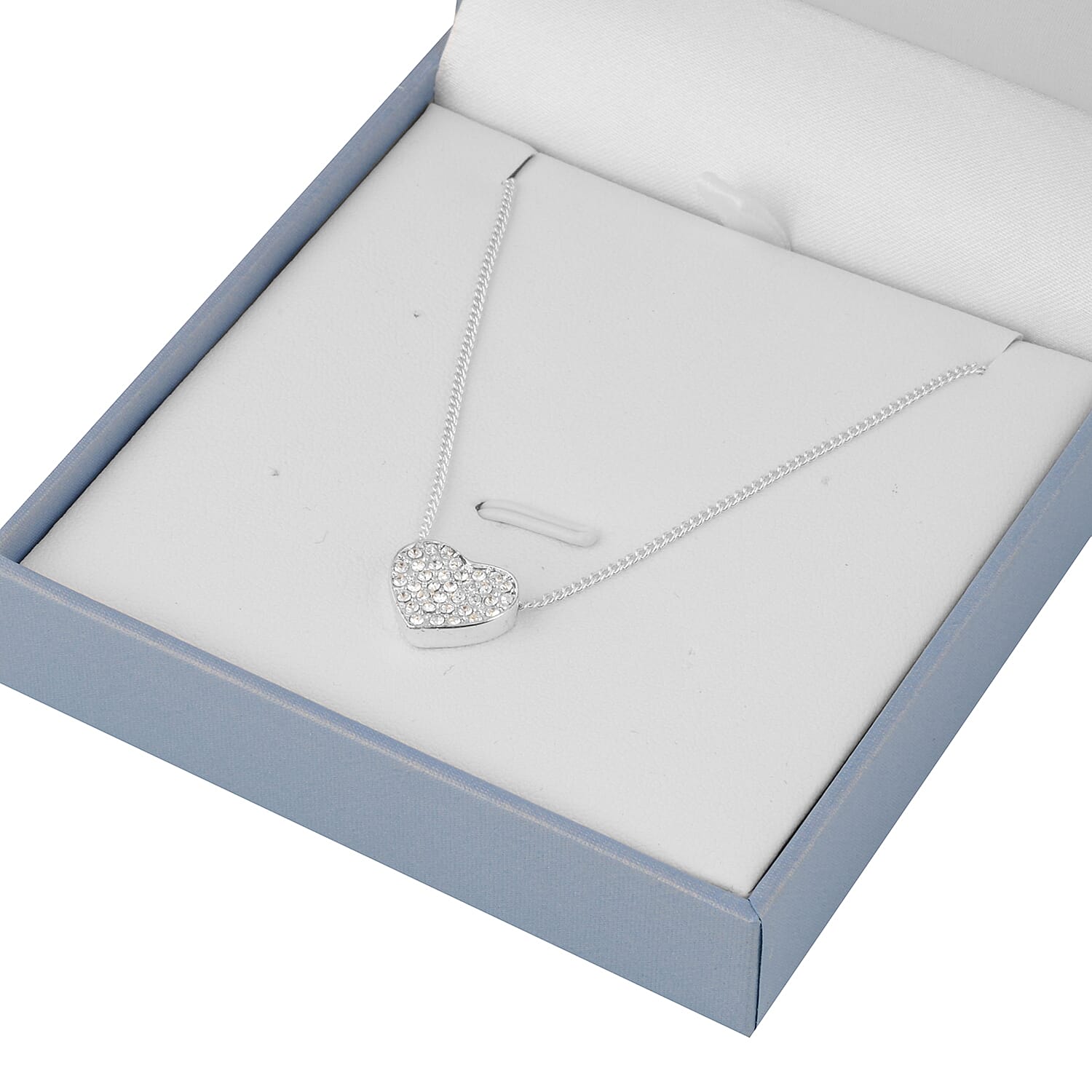 ETERNITY  Heart Necklace (Size 18 with 2 inch Extender) in Silver Tone