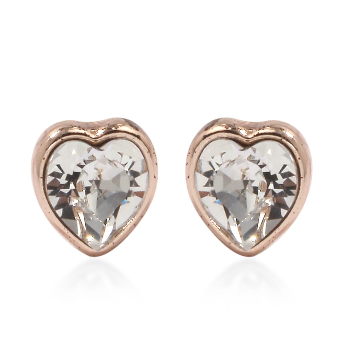 2 Piece Set - ETERNITY  Heart Necklace (Size 18 with 2 inch Extender) and Earrings (with Push Back) in Rose Gold Tone