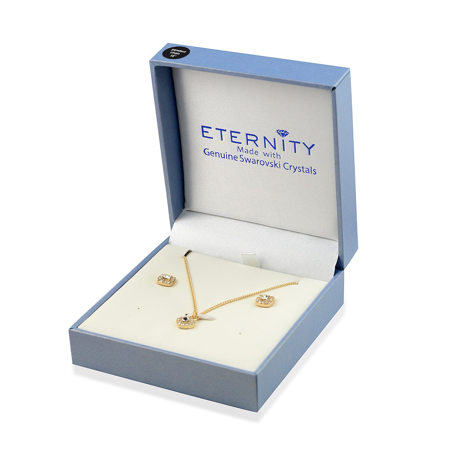 2 Piece Set - ETERNITY  Square Shape Necklace (Size 18 with 2 inch Extnder) and Earrings (with Push Back) in Gold Tone