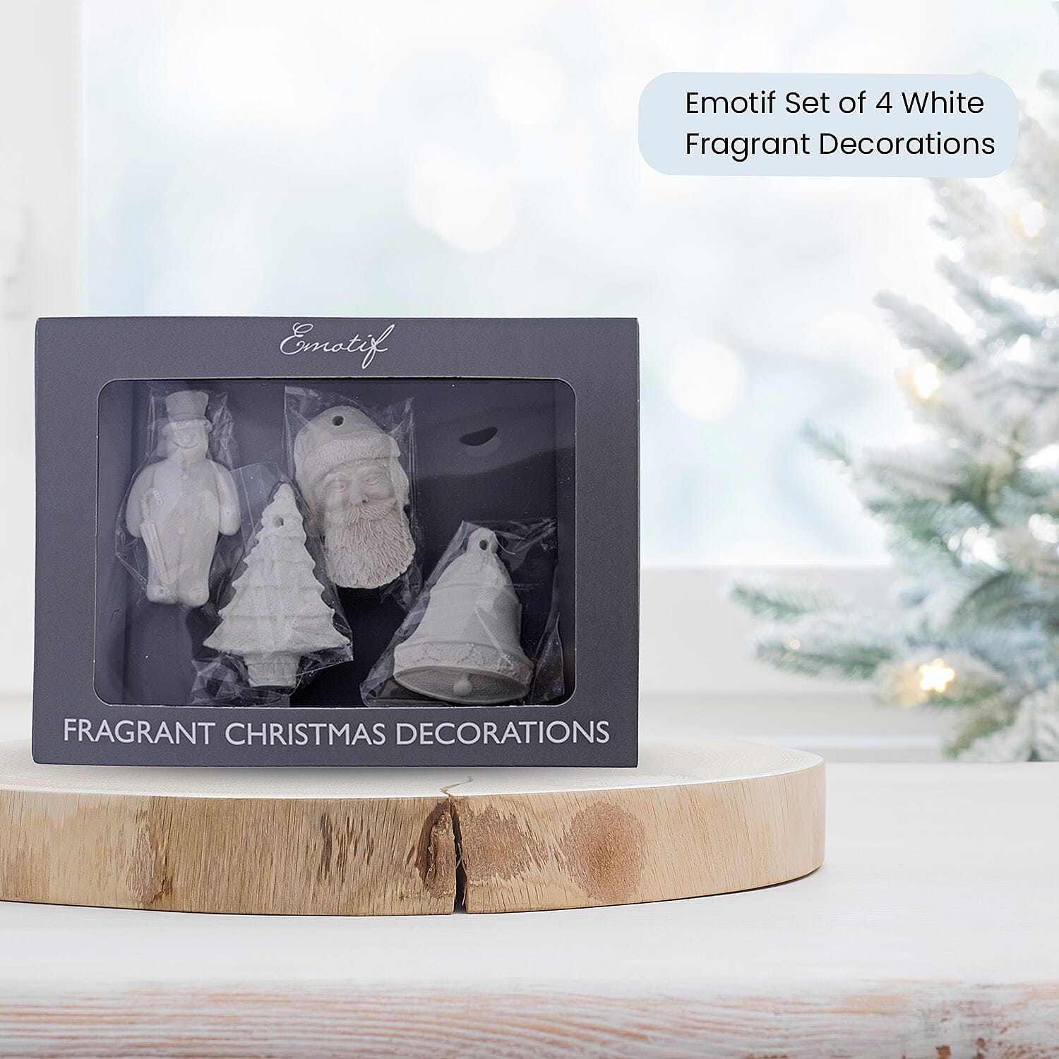 Set of 4  Fragranced Christmas Decorations - White