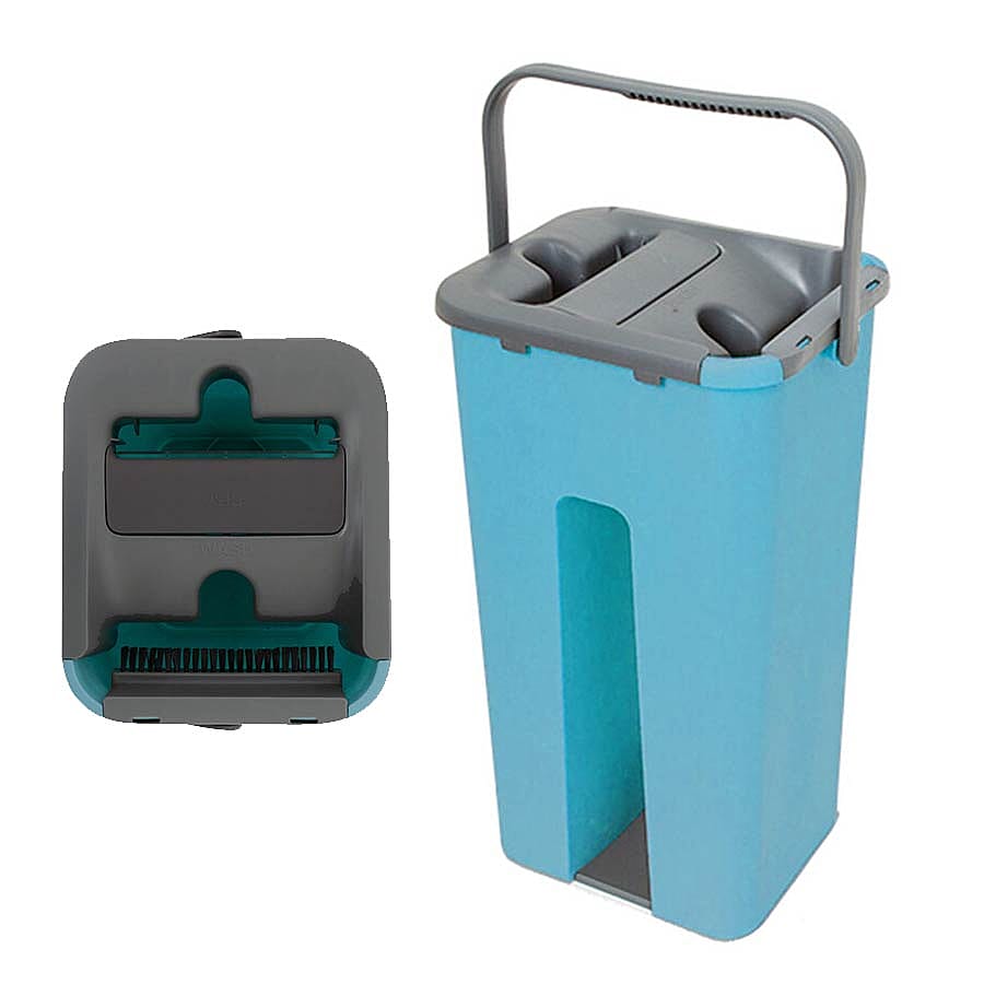 Davis & Grant Flat Mop with Dual Bucket - 5 heads - Blue