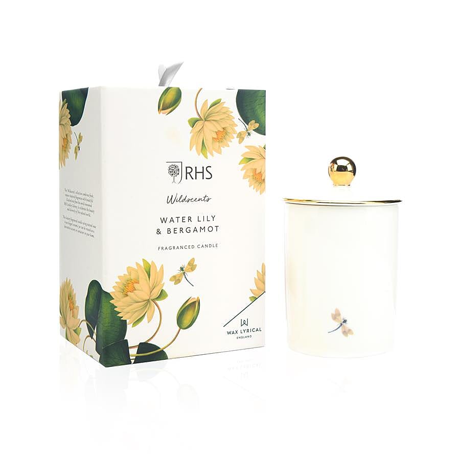 RHS - Wax Lyrical England - Luxury Soy Wax Porcelain Candle - Water Lily & Bergamont