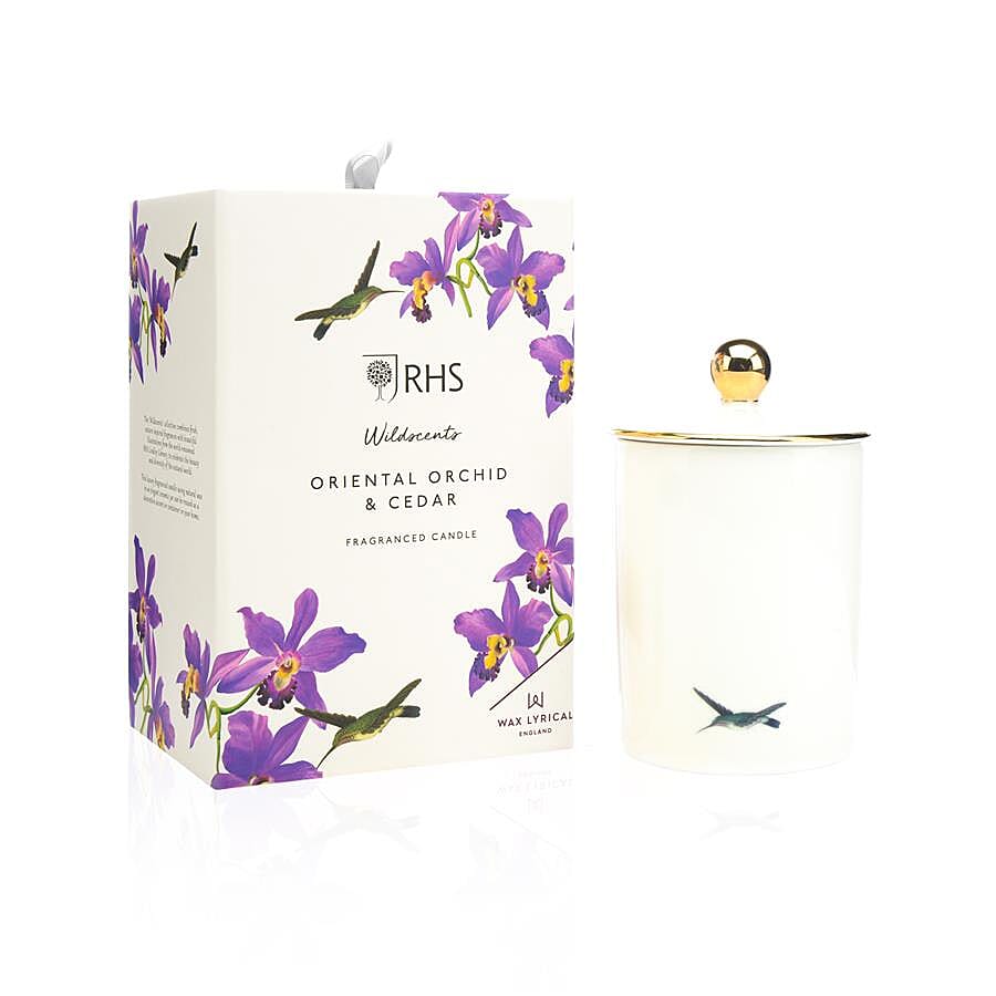 RHS - Wax Lyrical England - Luxury Soy Wax Porcelain Candle -  Oriental Orchid & Cedar