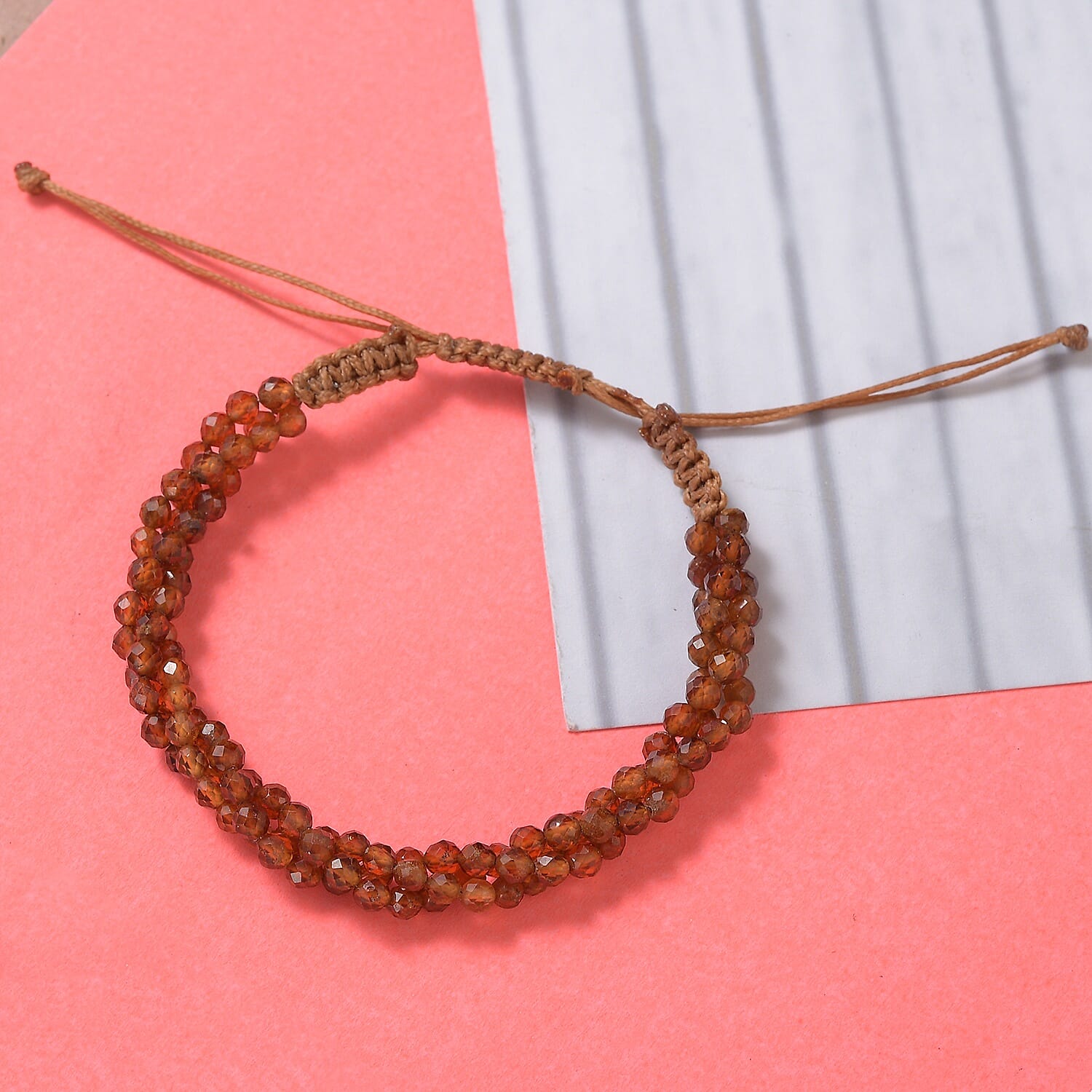 Hessonite Garnet Bead Adjustable Bracelet (Size 6.5-9.5) 30.66 Ct.