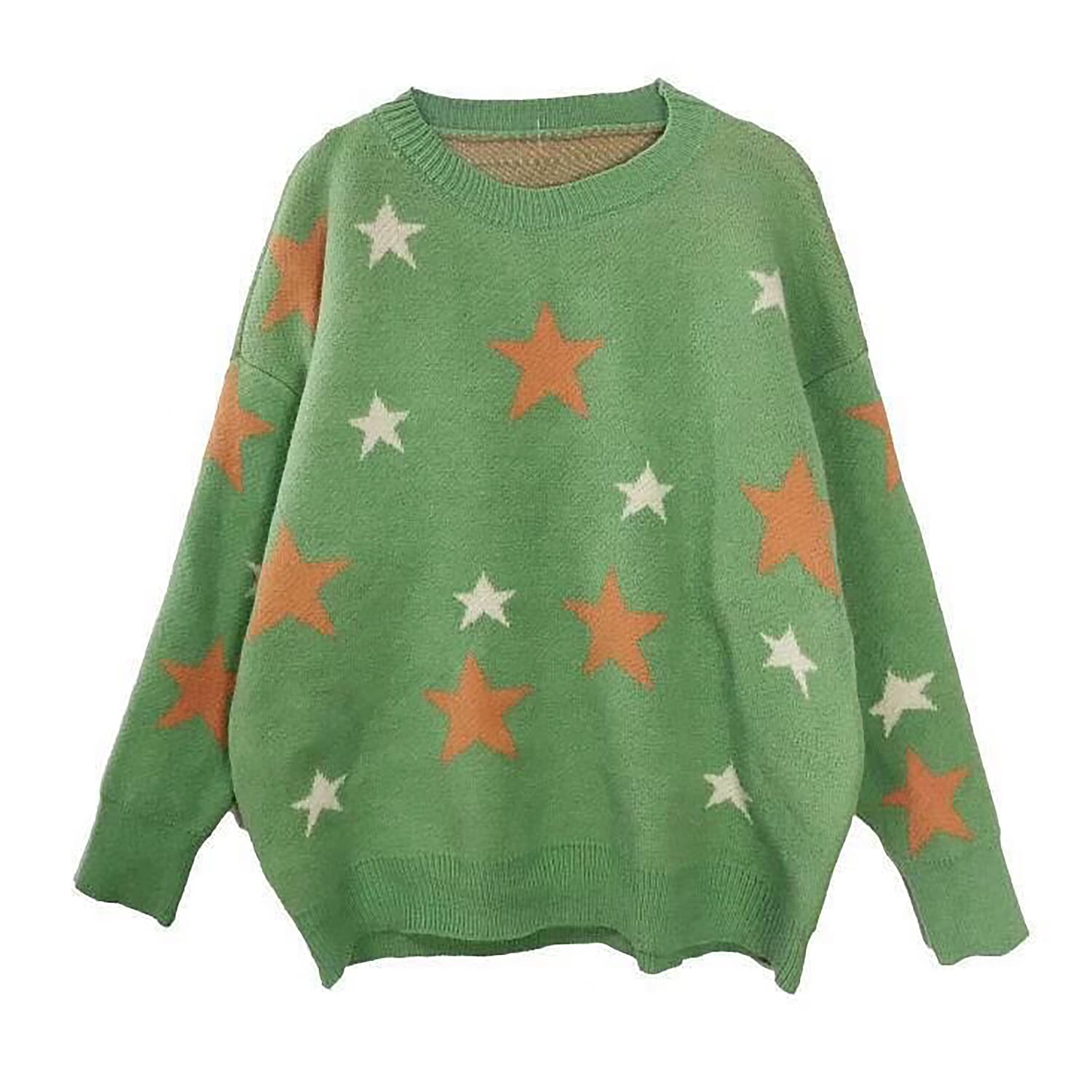 Kris Ana Star Print Wool Jumper One Size (8-16) - Green