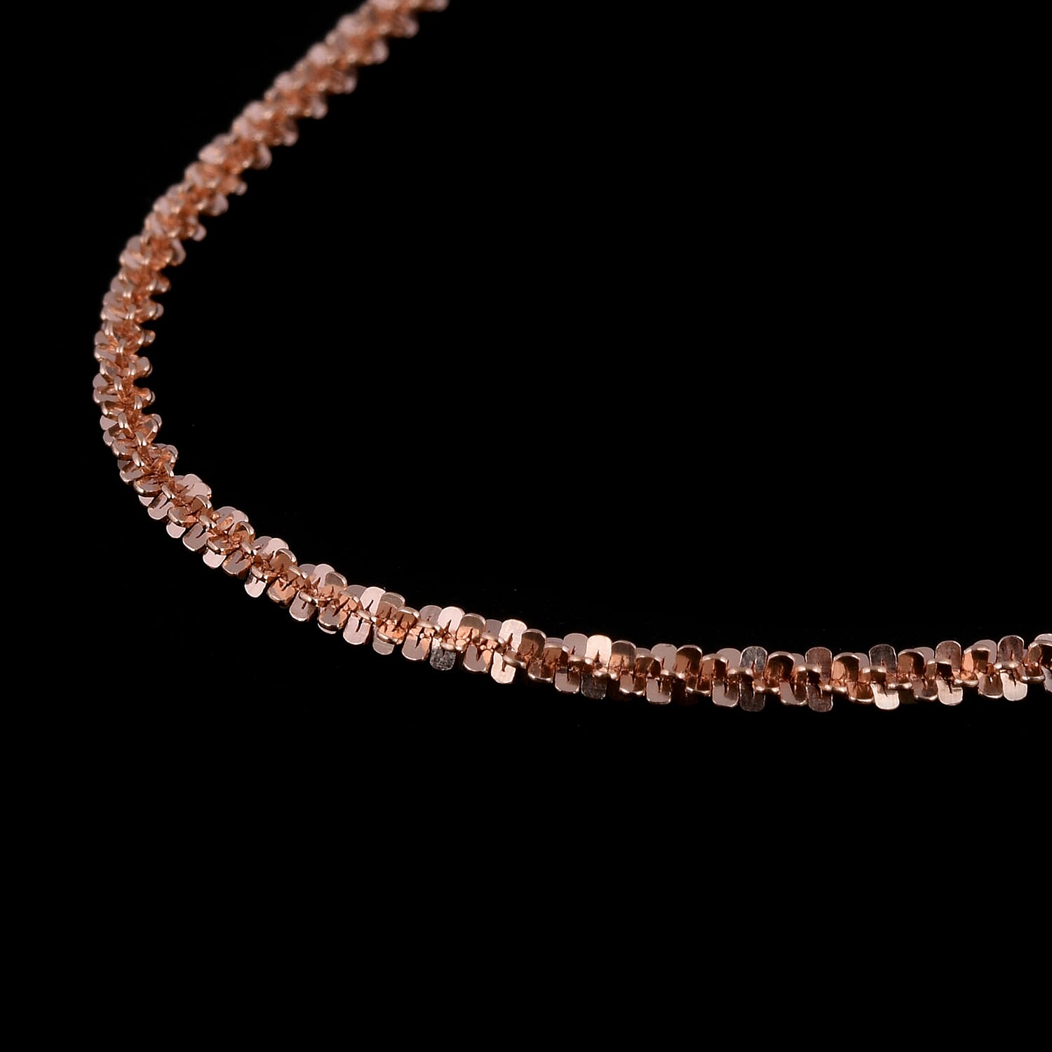 Italian Made - Rose Gold Overlay Sterling Silver Rock Chain (Size 24) with Lobster Clasp
