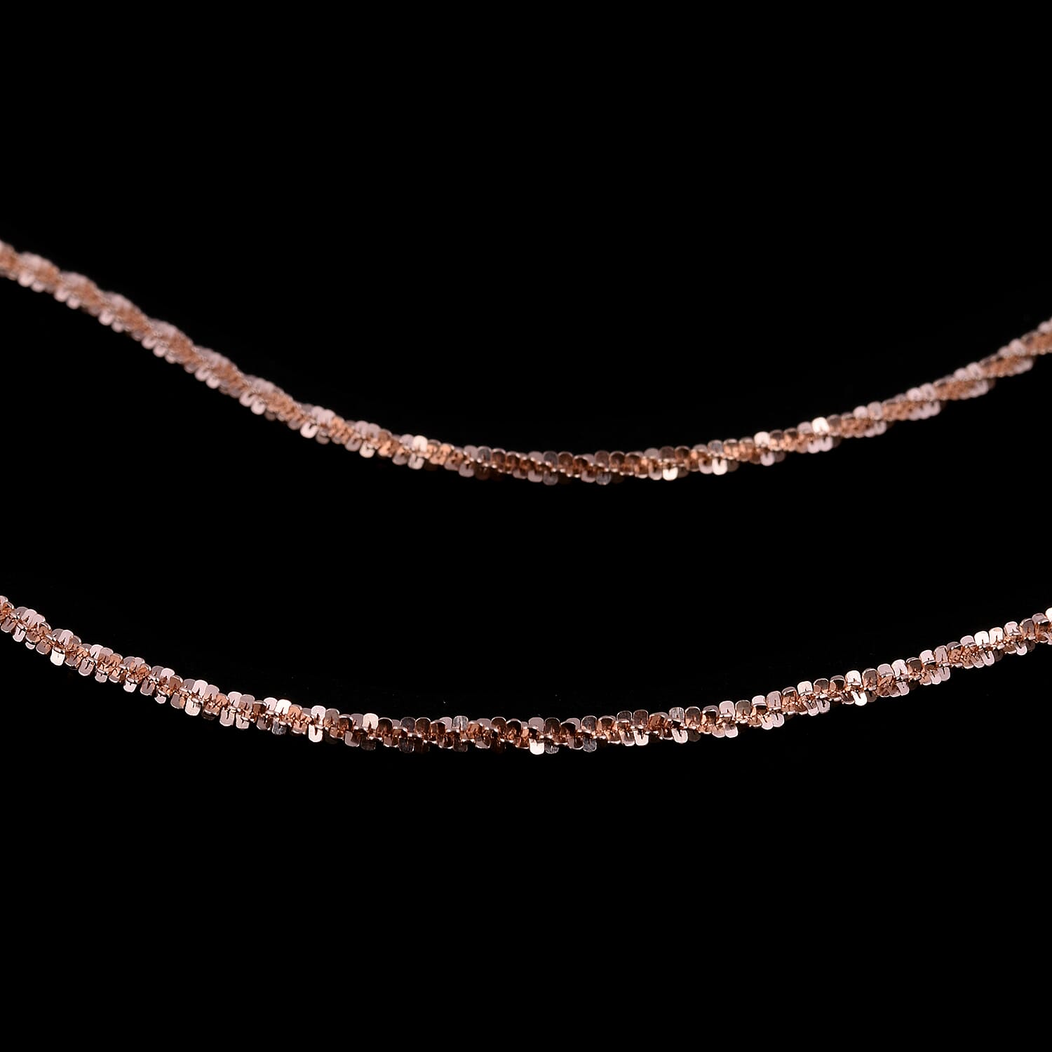 Italian Made - Rose Gold Overlay Sterling Silver Rock Chain (Size 24) with Lobster Clasp