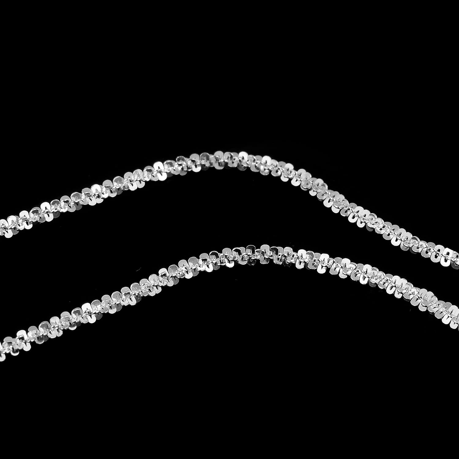 Italian Made - Sterling Silver Rock Chain (Size 24) with Lobster Clasp