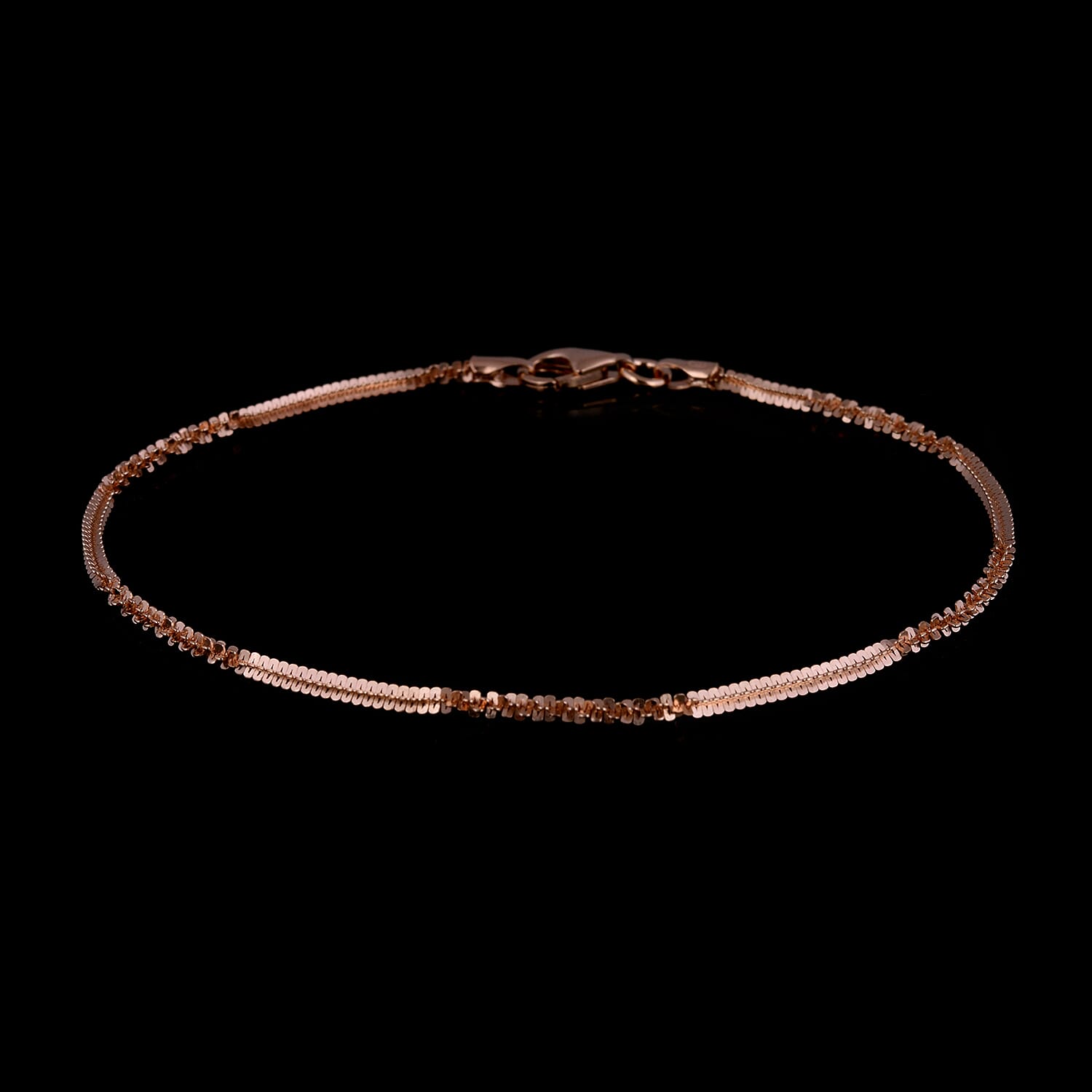 Italian Made - Rose Gold Overlay Sterling Silver Alternate Margarita Bracelet (Size 7.5) with Lobster Clasp