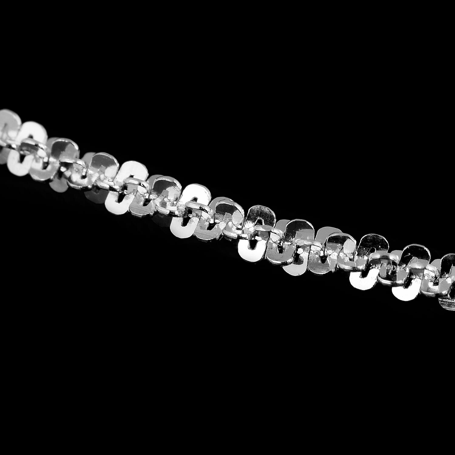 Italian Made - Sterling Silver Diamond Cut Rock Bracelet (Size 7.5)
